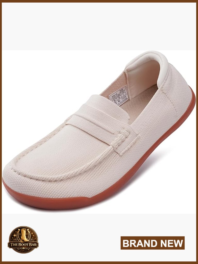 Wide Width Slip-On Loafers, Knit Fabric, Comfortable Flat Shoes For Daily Wear